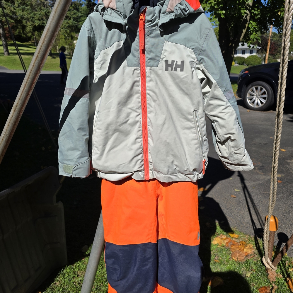 Helly Hansen Kids' Two-Piece Snowsuit Set - Seafoam Green and Orange